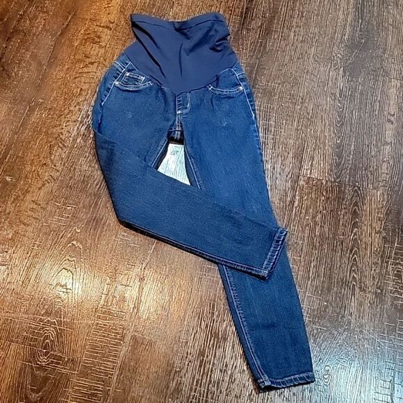 Indigeo Blue Secret Fit Belly Super Stretch Skinny Maternity Jeans - Picture 2 of 16